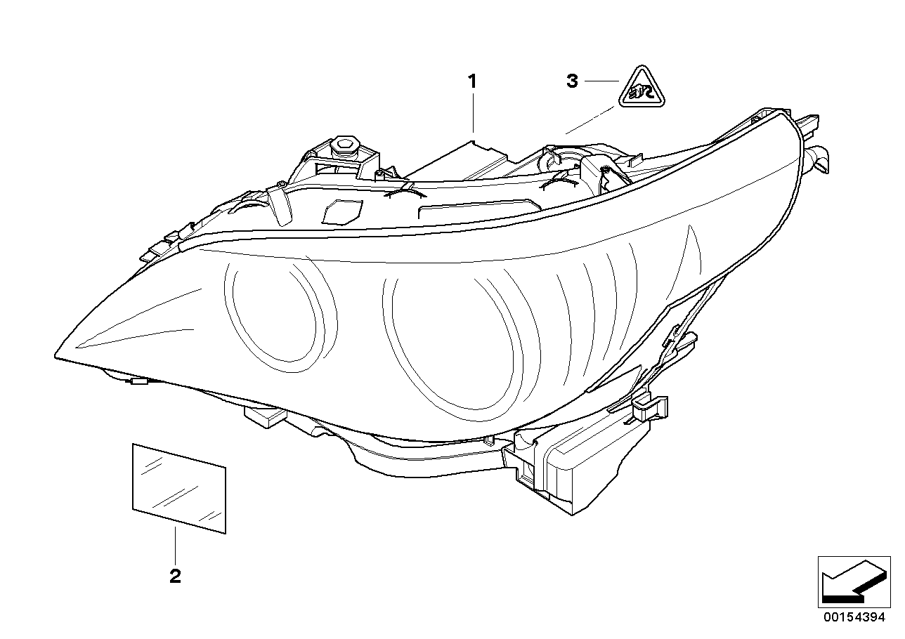 Genuine BMW 63127177732 E60 E61 Headlight Right (Inc. 528xi, 535xi & 528i)