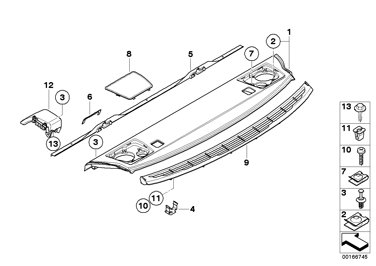 Genuine BMW 51462996331 E82 Ventilation Grille, Rear Window Shelf ALASKAGRAU (Inc. 128i, 118d & 125i) | ML Performance UK UK Car Parts