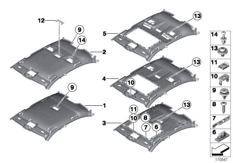 Genuine BMW 51448035852 Molded Headliner, Alcantara ANTHRAZIT (Inc. 760Li, 750LdX & Hybrid 7L) | ML Performance UK UK Car Parts