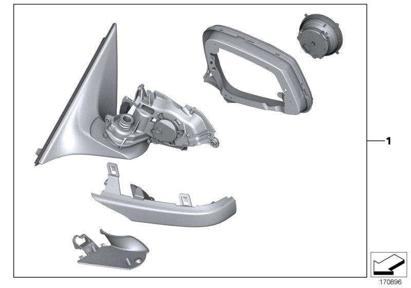 Genuine BMW 51167282127 Exterior Mirror, No Lens, Heated, Left (Inc. 740i, Hybrid 7 & 730Li) | ML Performance UK UK Car Parts