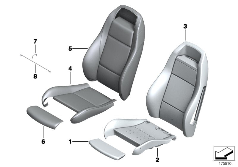 Genuine BMW 52107258203 E89 Upholstery, Sport Seat, Leather, Right CIS (Inc. Z4 28i, Z4 35i & Z4 30i) | ML Performance UK UK Car Parts