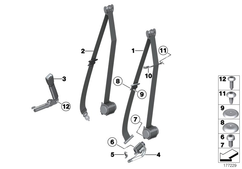 Genuine BMW 72119164055 Upper Belt Front Left SCHWARZ (Inc. 750i, Alpina B7LX & Hybrid 7) | ML Performance UK UK Car Parts