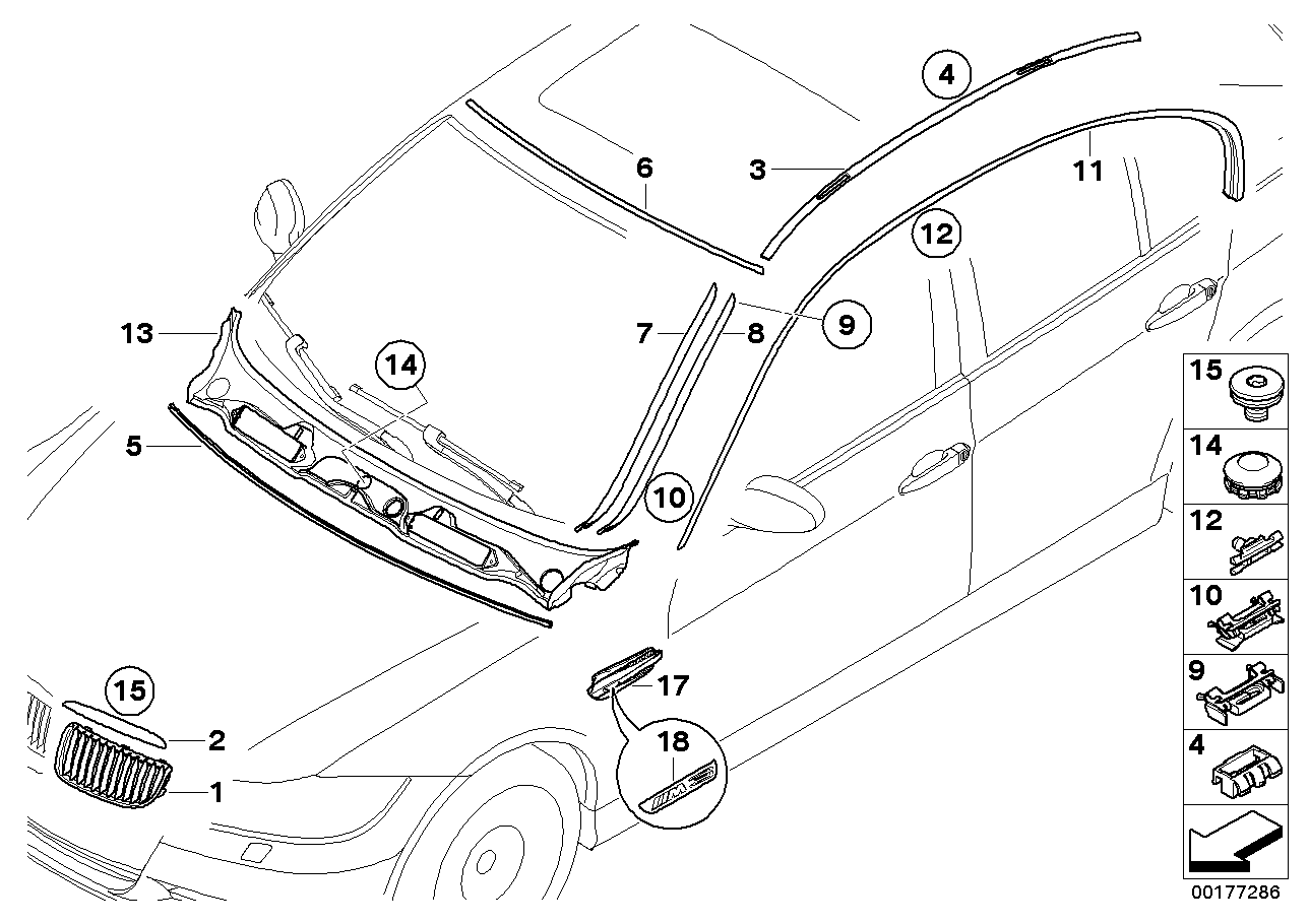 Genuine BMW 51137117244 E90 Trim Strip, Side Frame, Right SCHWARZ MATT (Inc. 318d, 328xi & 320i)