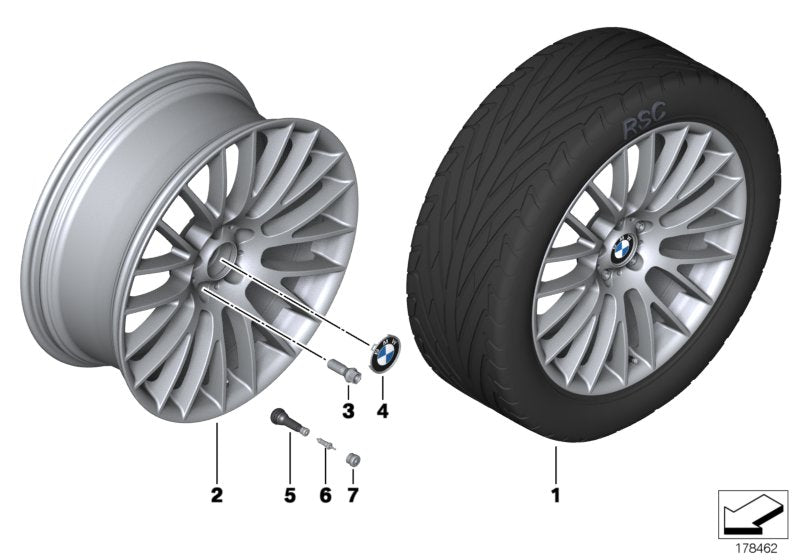 Genuine BMW 36116792595 Light Alloy Rim 9JX20 ET:44 (Inc. Hybrid 5, 535dX & 528i) | ML Performance UK UK Car Parts