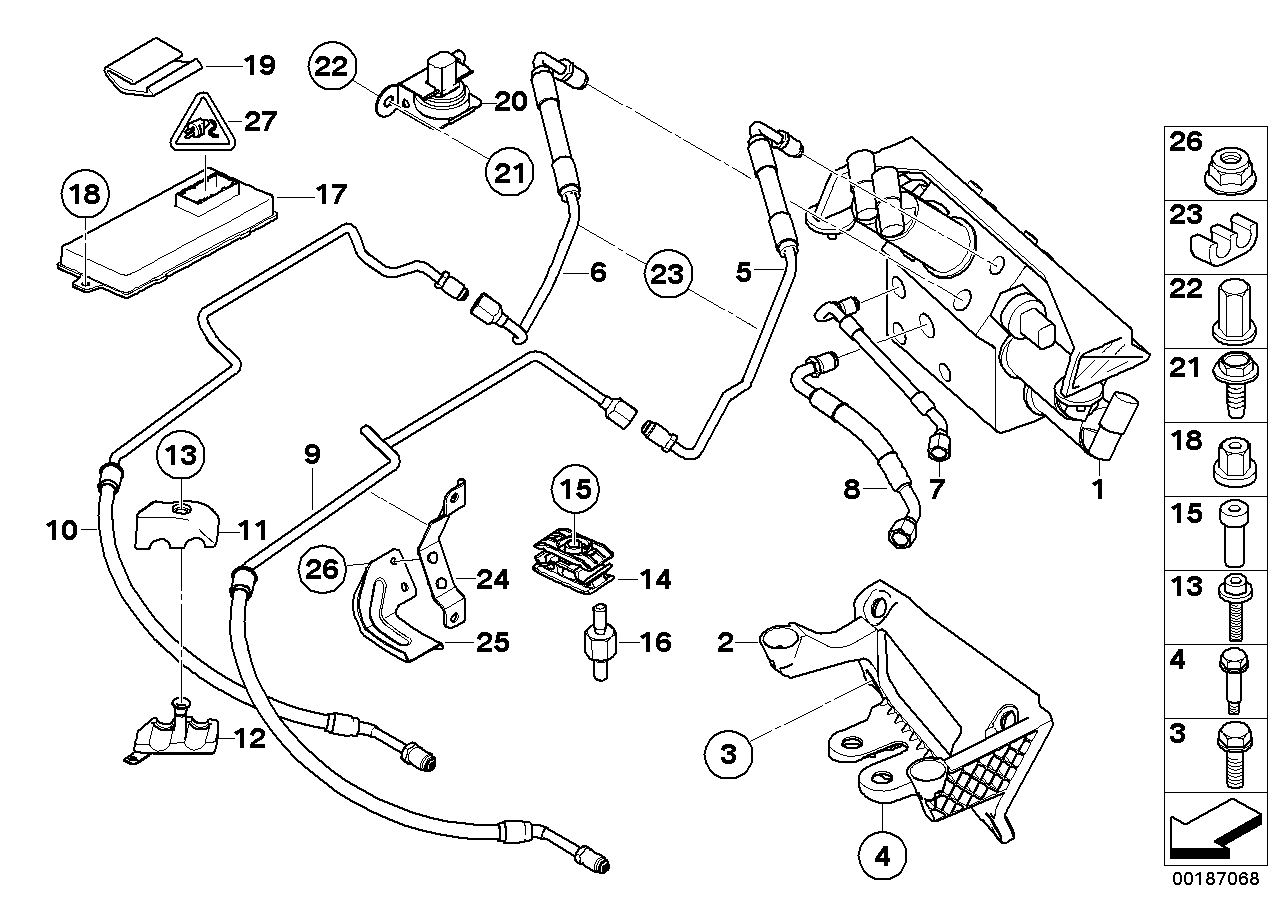 Genuine BMW 37136765595 E60 E61 E63 Pressure Line, Motor M14X1,5 (Inc. 530i, 635d & 523i)