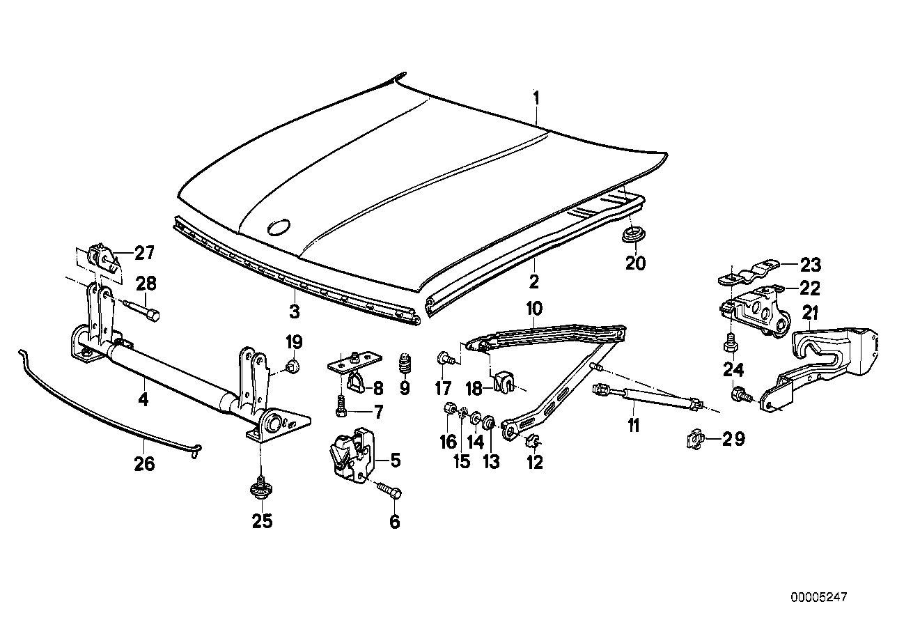 Genuine BMW 41611946246 E34 Engine Hood Joint (Inc. 525ix, 530i & 520i) | ML Performance UK Car Parts