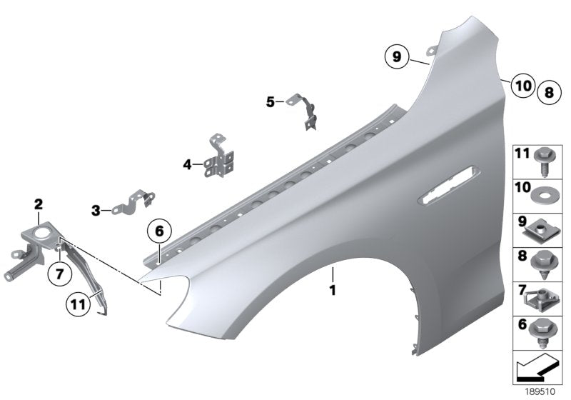 Genuine BMW 41357230571 Side Panel Bracket, Front Left 3 (Inc. 530d 155kW, 535d & 550iX 4.4) | ML Performance UK UK Car Parts