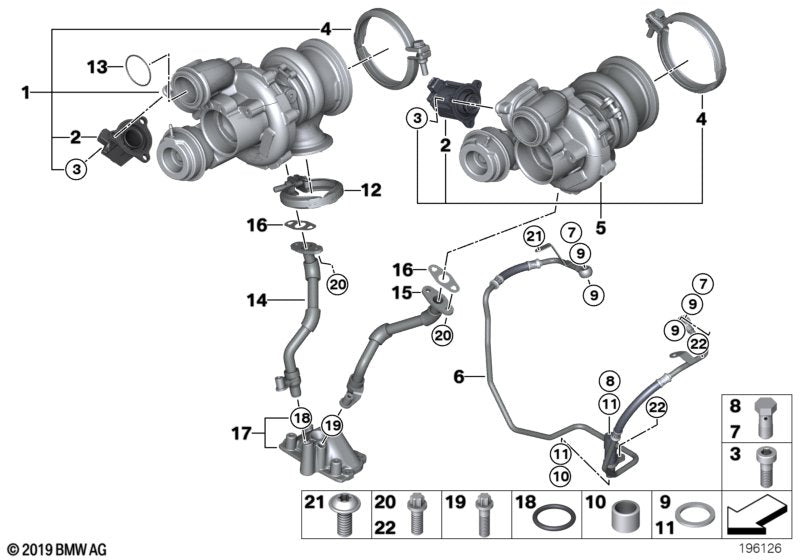 Genuine BMW 11652456348 E71 Installation Kit For Turbocharger VALUE LINE (Inc. 750iX, 650i & X6 50iX)