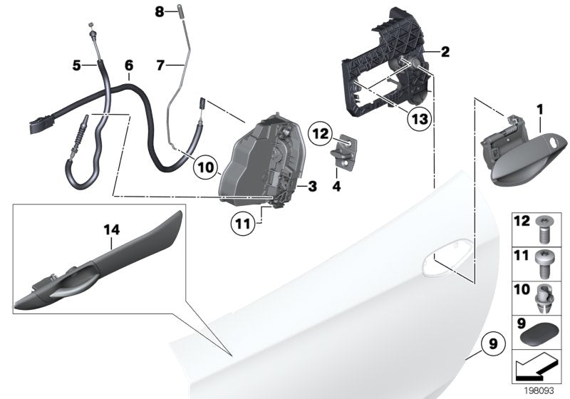 Genuine BMW 51217192401 E89 Bowden Cable, Inside Door Opener Front (Inc. Z4 35is, Z4 23i & Z4 35i) | ML Performance UK UK Car Parts