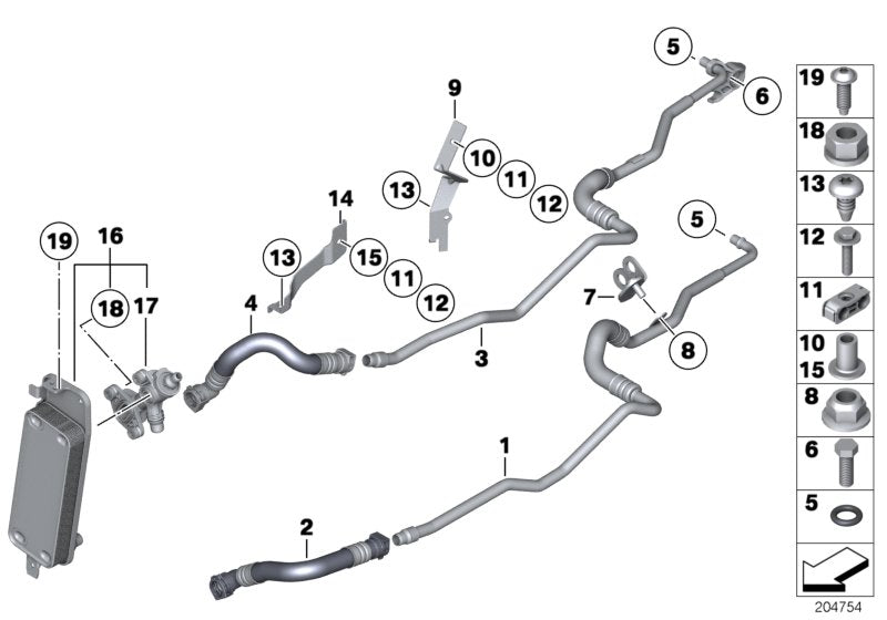 Genuine BMW 17227575457 Oil Cooling Pipe Inlet (Inc. 750iX & 750LiX) | ML Performance UK UK Car Parts