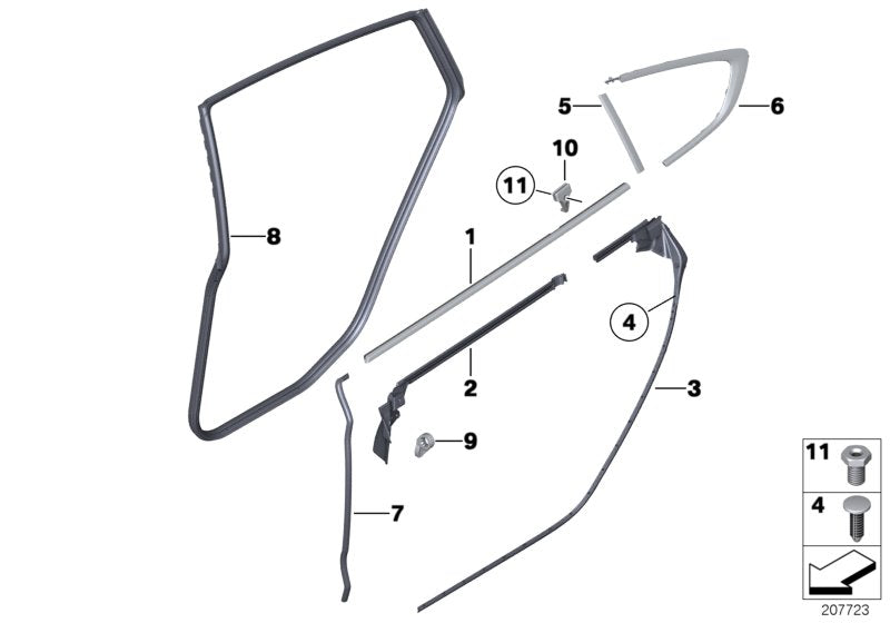 Genuine BMW 51767196405 Door Joint Seal, B-Pillar, Left (Inc. 535i, 530d 155kW & 550iX) | ML Performance UK UK Car Parts