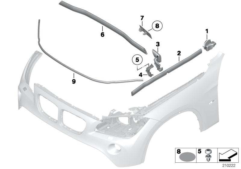 Genuine BMW 51762990362 E84 Molded Upper Part, Front Hatch, Right (Inc. X1) | ML Performance UK UK Car Parts