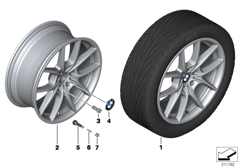 Genuine BMW 36116792598 Gloss-Turned Light Alloy Rim 8 1/2JX20 ET:33 (Inc. 650iX, 523i & 650iX 4.0) | ML Performance UK UK Car Parts