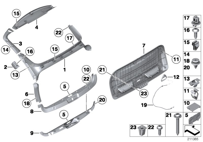 Genuine BMW 51497205824 TriCover, Trunk Lid, Lower Right SCHWARZ (Inc. 520d, 528i & 530d) | ML Performance UK UK Car Parts