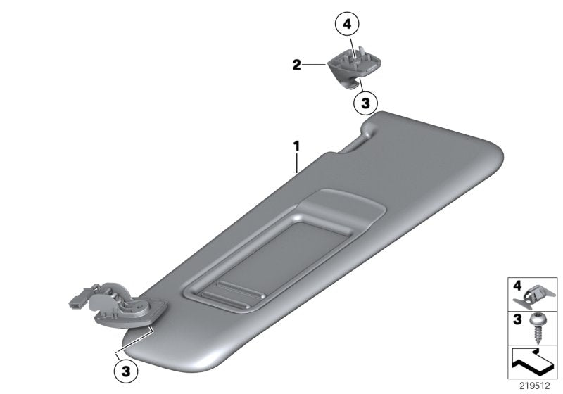 Genuine BMW 51167248857 Left Sun Visor OYSTER (Inc. Hybrid 5, 550i & 535iX) | ML Performance UK UK Car Parts