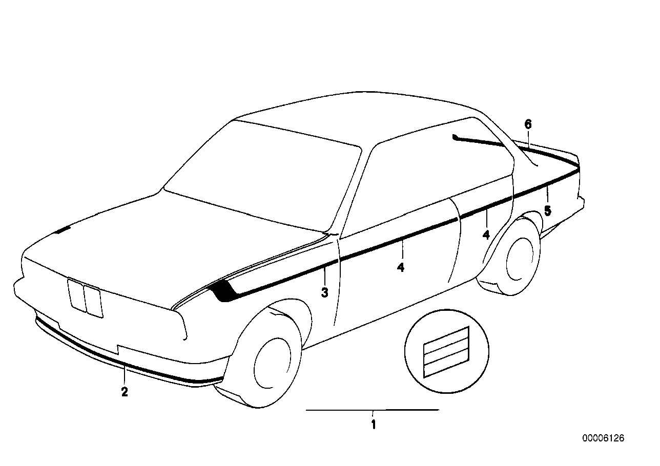 Genuine BMW 51141932217 E30 Decorating Stripes Fender Rear Left M TECHNIC (Inc. M3, 318is & 316i) | ML Performance UK UK Car Parts