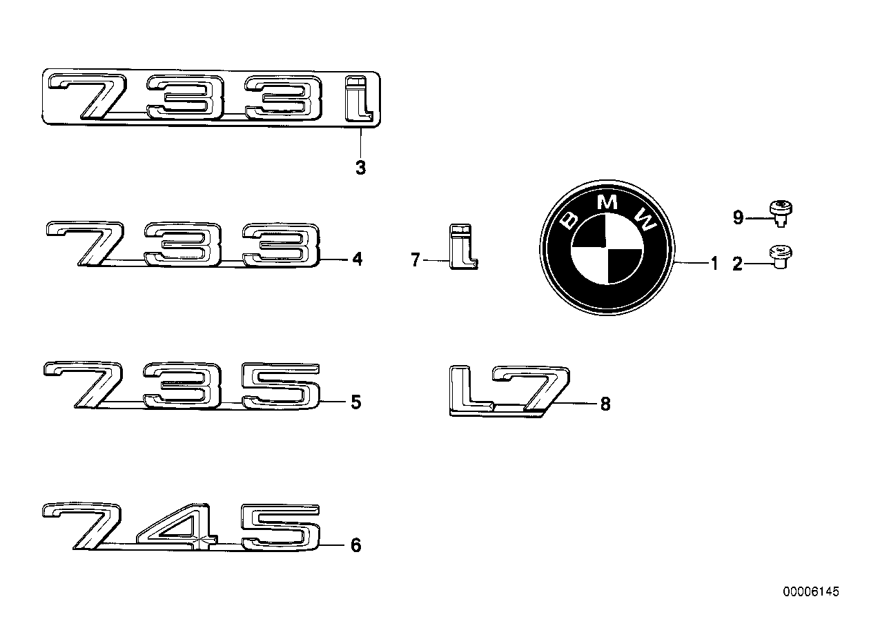 Genuine BMW 51141920781 E23 Emblem Adhered Rear "733" (Inc. 733i) | ML Performance UK UK Car Parts