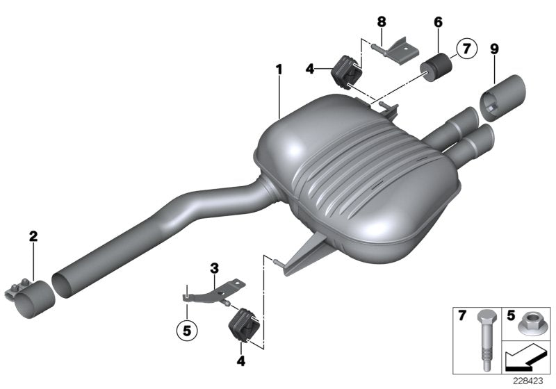 Genuine BMW 18307646923 Rear Muffler (Inc. 523i, 528i & 530i) | ML Performance UK UK Car Parts