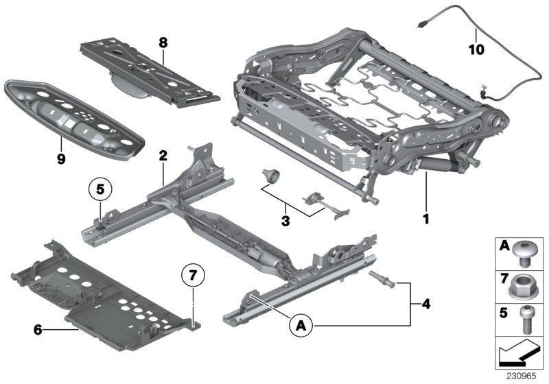 Genuine BMW 52107266343 Seat Frame, Manual Left (Inc. 528iX, 520d ed & 550iX 4.0) | ML Performance UK UK Car Parts