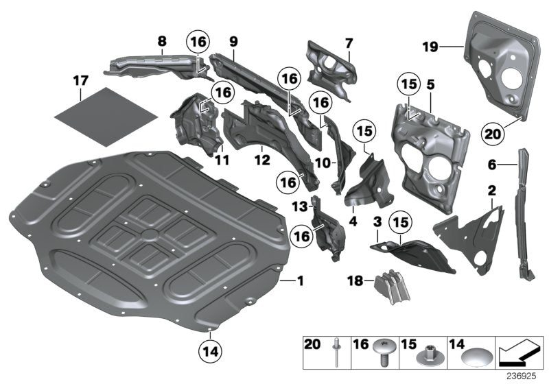 Genuine BMW 51489119890 Sound Insulation,Engine Compartm.,Right (Inc. 760i, 750Li & 740Li) | ML Performance UK UK Car Parts