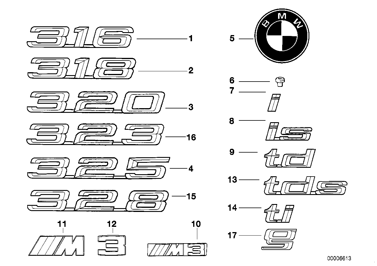 Genuine BMW 51148119643 E39 E34 E36 Emblem Adhered Rear "TDS" (Inc. 525tds, 325tds & 725tds) | ML Performance UK Car Parts