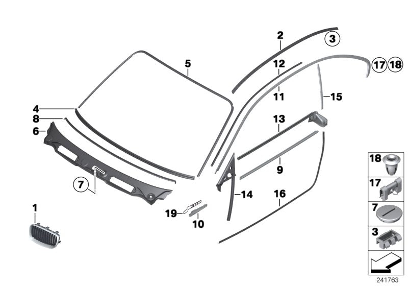 Genuine BMW 51767164950 E81 E82 Right Roof Frame Gasket (Inc. 118d, 120d & M Coupé) | ML Performance UK UK Car Parts