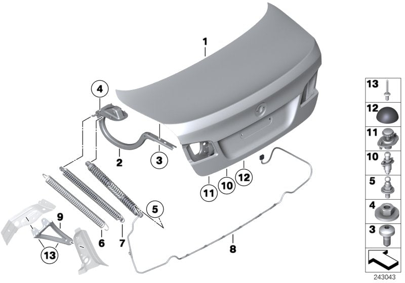 Genuine BMW 51247395173 Return Spring, Trunk Lid, Right (Inc. 520dX, 550iX & 518d) | ML Performance UK UK Car Parts