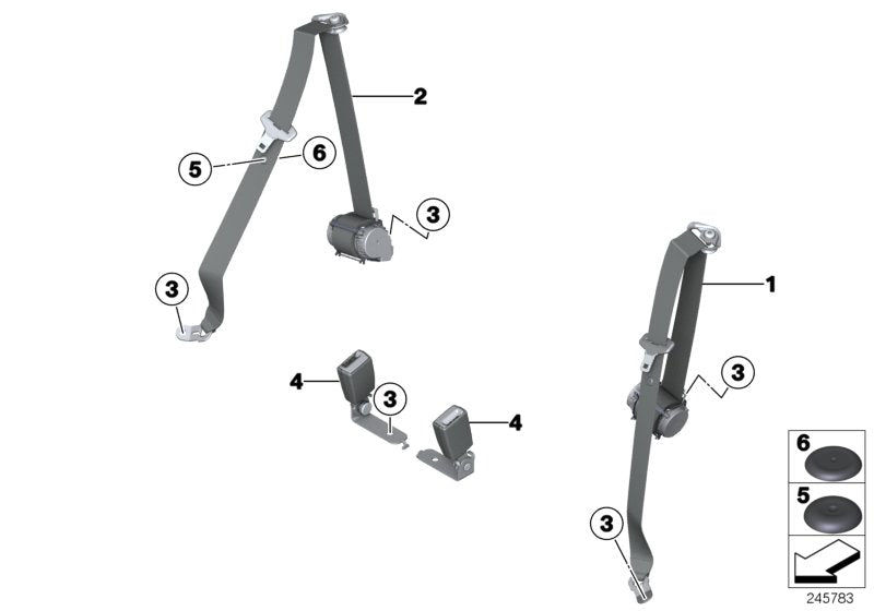 Genuine BMW 72117226442 Upper Belt Rear Right SCHWARZ (Inc. 650i, 640iX & 650iX) | ML Performance UK UK Car Parts