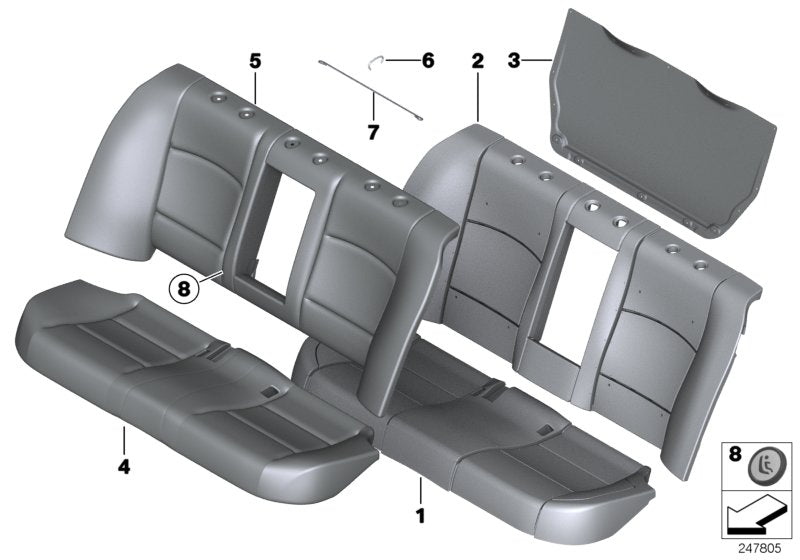 Genuine BMW 52207254147 Cover, Basic Backrest Leather SCHWARZ (Inc. 535i, 523i & 528i) | ML Performance UK UK Car Parts