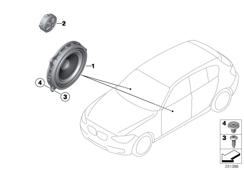 Genuine BMW 65139209183 F25 F21 F20 Midrange Speaker, Stereo/Hifi (Inc. M135i, X3 30dX & 116d ed) | ML Performance UK UK Car Parts