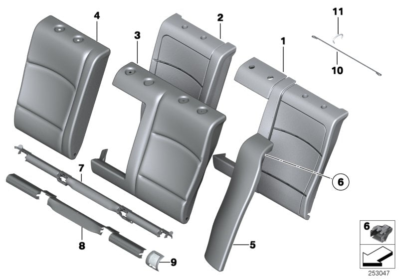 Genuine BMW 52207261206 Side Section, Imitation Leather, Right SCHWARZ (Inc. 528iX, 535dX & 520i) | ML Performance UK UK Car Parts