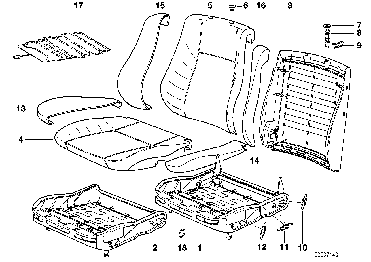 Genuine BMW 52101928976 E32 Backrest Frame (Inc. 740iL, 740i & 730i) | ML Performance UK UK Car Parts