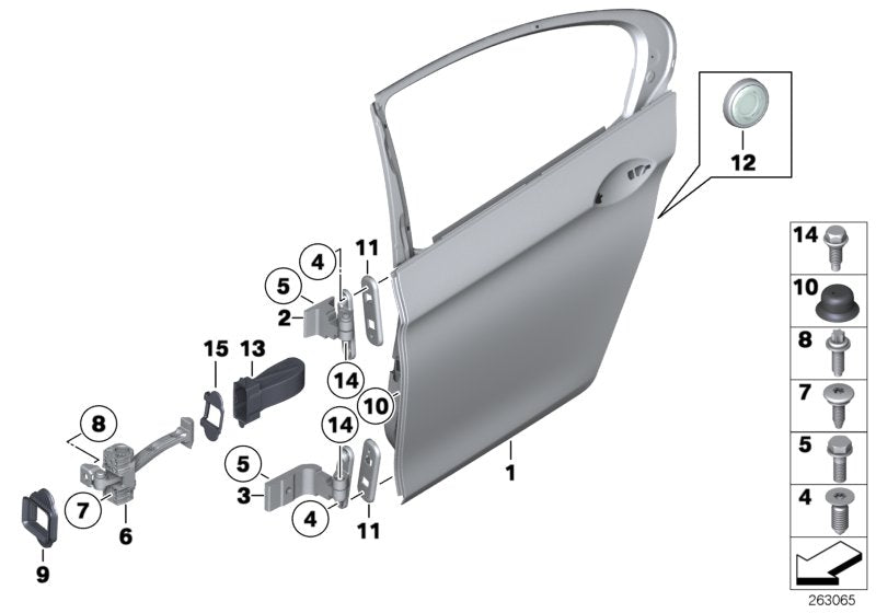 Genuine BMW 41527259596 Right Upper Rear Door Hinge (Inc. 528iX, 523i & 640i) | ML Performance UK UK Car Parts