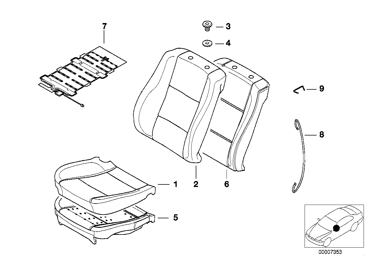 Genuine BMW 52108238404 E39 E38 Pad Seat Front (Inc. 520d, 540i & 540iP) | ML Performance UK UK Car Parts