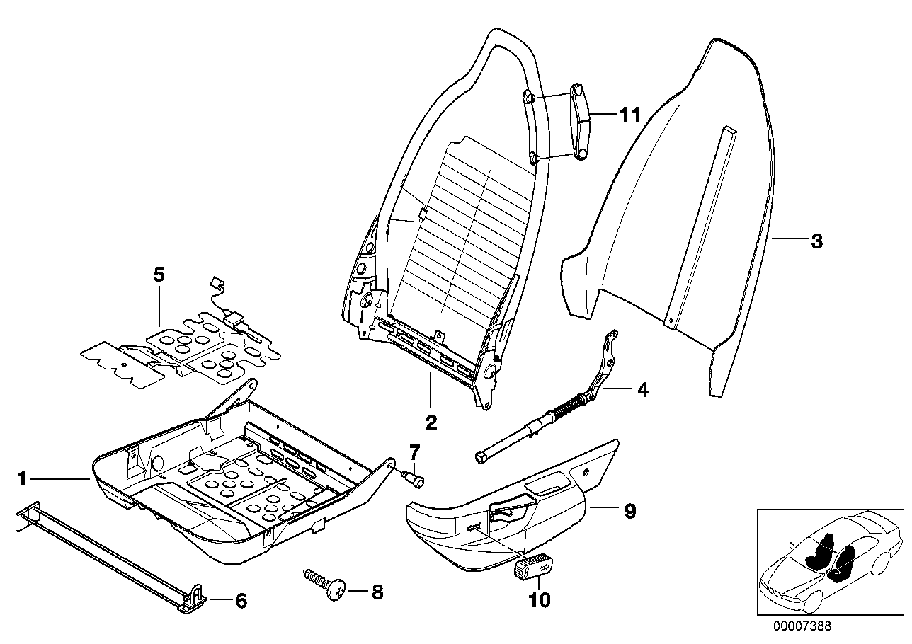 Genuine BMW 52108399598 E36 Mounting Parts Set F Backrest (Inc. Z3 2.5i, Z3 3.0i & Z3 2.2i) | ML Performance UK UK Car Parts