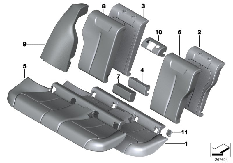 Genuine BMW 52207301623 Cover, Backrest, Vinyl, Center Upper SCHWARZ (Inc. 316d, 330iX & 316i) | ML Performance UK UK Car Parts