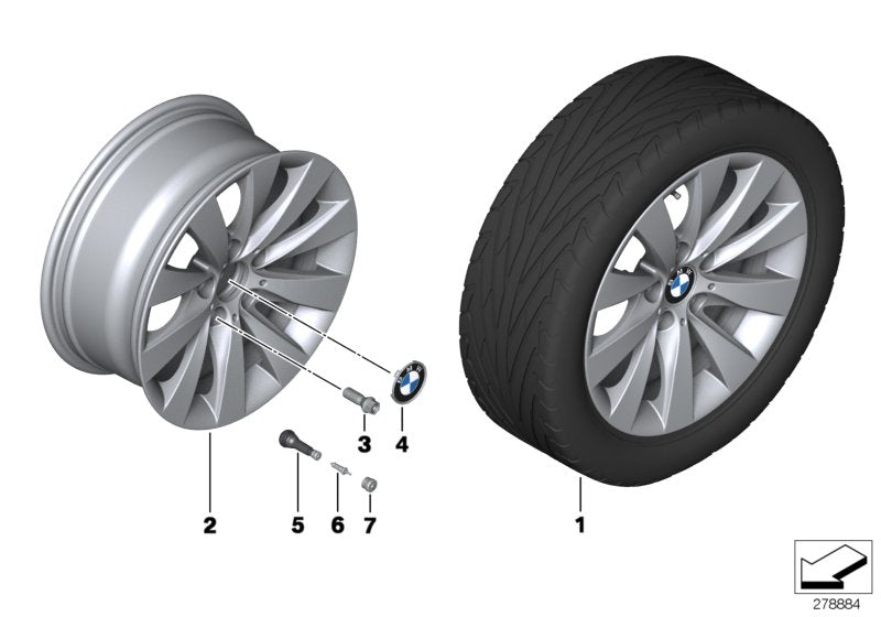 Genuine BMW 36116867126 F33 F30 F31 Light Alloy Rim, Black 7,5JX17 ET:37 (Inc. 320iX, 320i ed & 320i)