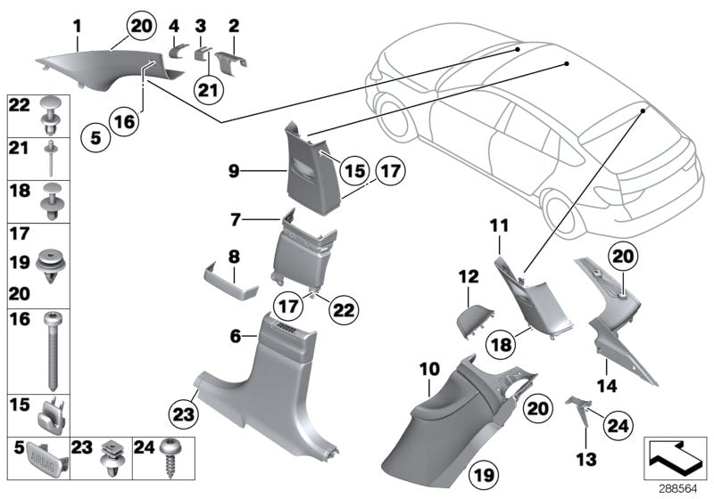 Genuine BMW 51439167350 Cover, Column D, Right EVERESTGRAU (Inc. 535d, 535dX & 550iX 4.0) | ML Performance UK UK Car Parts