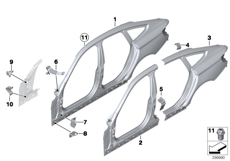 Genuine BMW 41217334026 Reinforcement Plate, D-Pillar, Right (Inc. 335iX, 330i & 330iX) | ML Performance UK UK Car Parts