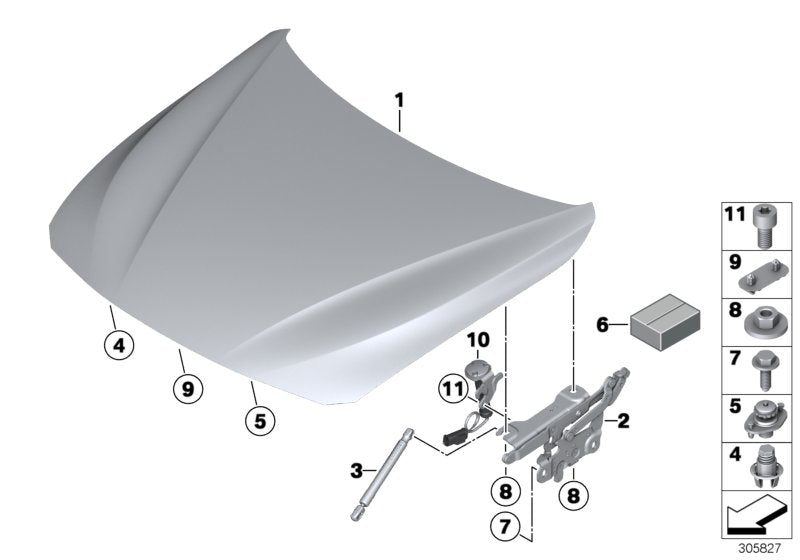 Genuine BMW 41617329532 F34 F34 Hood (Inc. 330d, 320dX & 320d)