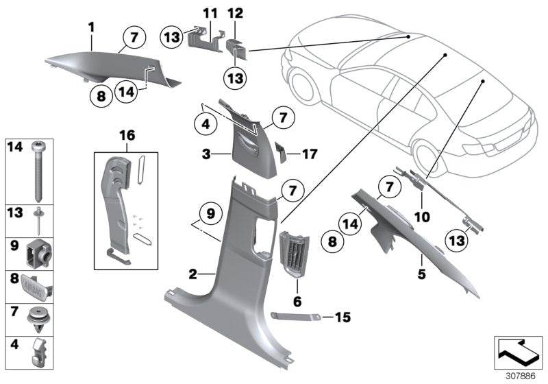 Genuine BMW 51438060009 Cover, B-Column Upper Left ANTHRAZIT (Inc. 520d, 530i & 535i) | ML Performance UK UK Car Parts