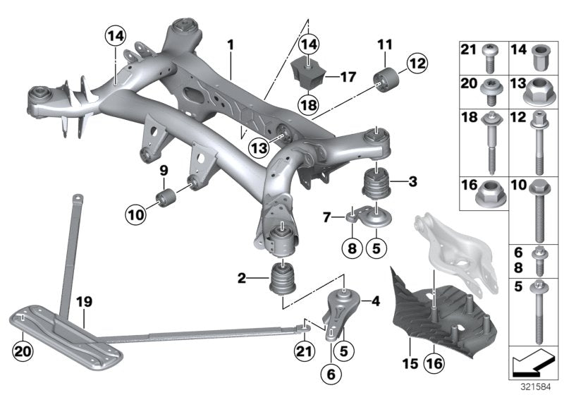 Genuine BMW 33316853442 Rear Axle Carrier (Inc. 328i, 320iX & 330iX) | ML Performance UK UK Car Parts