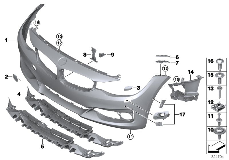 Genuine BMW 51117371868 TriCover, Bumper, Primed, Front LINES/US (Inc. 328iX, 340iX & 330iX) | ML Performance UK UK Car Parts