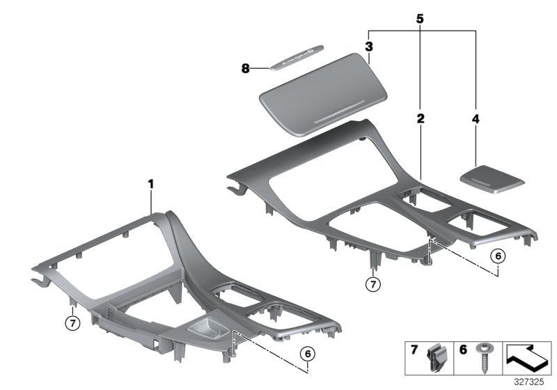 Genuine BMW 51169293157 Cover Center Console, Aluminium TRACE (Inc. 520d, Hybrid 5 & 518d) | ML Performance UK UK Car Parts