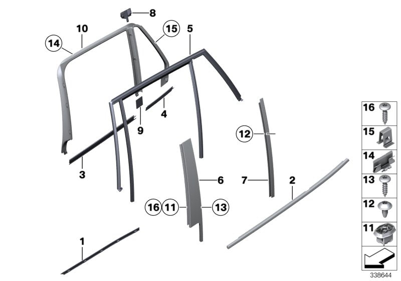 Genuine BMW 51352990320 E84 Window Guide, Right Rear Door (Inc. X1) | ML Performance UK UK Car Parts