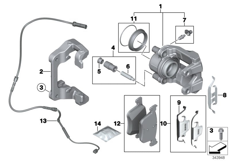 Genuine BMW 34116859843 Calliper Carrier (Inc. 328iX, 328i & 428iX) | ML Performance UK UK Car Parts