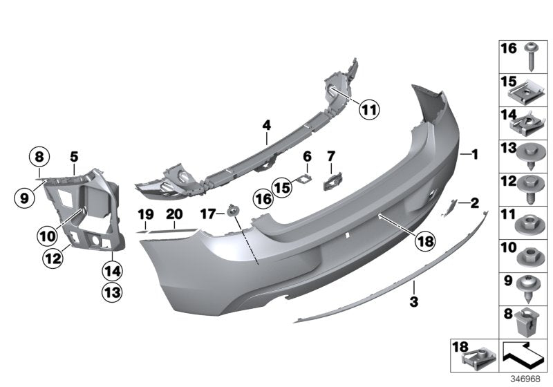 Genuine BMW 51127480135 F22 Bumper Trim Panel, Primed, Rear LINES ZWEIFL. (Inc. 228iX, 230i & 230iX) | ML Performance UK UK Car Parts