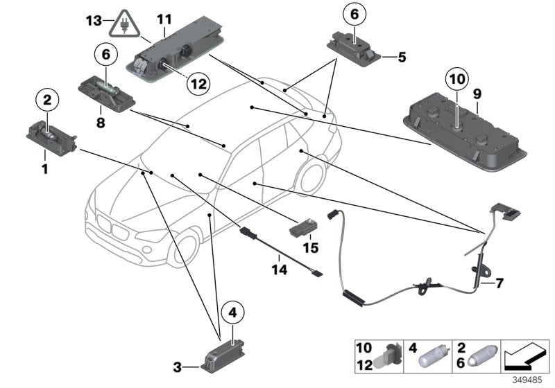 Genuine BMW 63319202919 E84 Interior Reading Light Rear Left ANTHRAZIT (Inc. X1) | ML Performance UK UK Car Parts