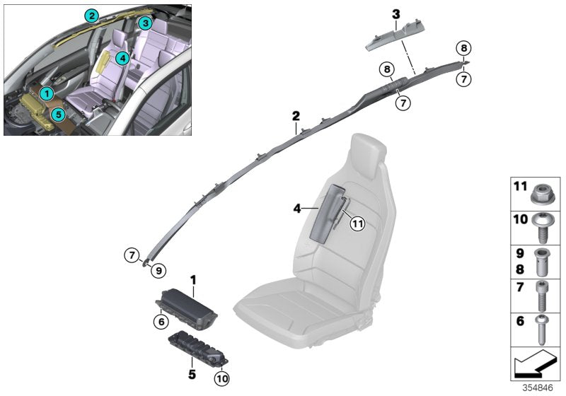 Genuine BMW 72127275698 Head Airbag, Right (Inc. i3 60Ah Rex, i3 60Ah & i3s 94Ah) | ML Performance UK UK Car Parts