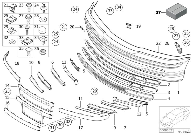 Genuine BMW 51118192875 E46 Grid SCHWARZ MATT (Inc. 328i, 325xi & 320i) | ML Performance UK UK Car Parts